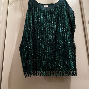 Preowned women’s XXL 19 No Boundaries Emerald Green Sequin Sleeveless Blouse